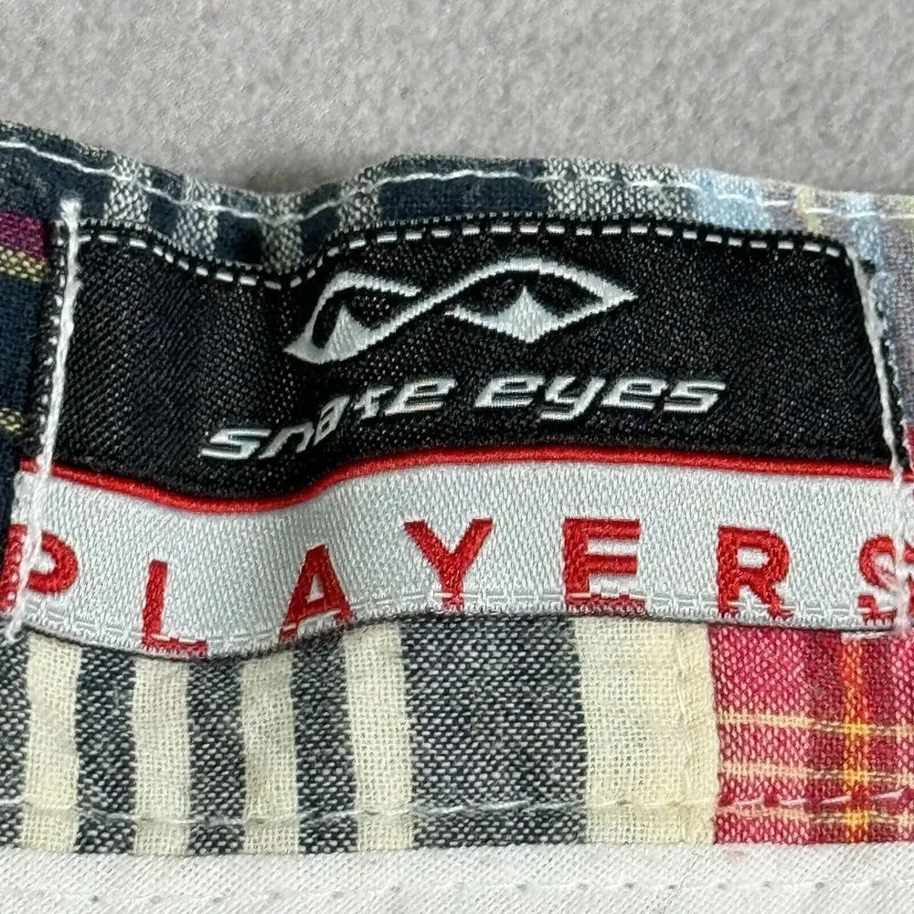 Snake Eyes Mens Golf Shorts Size 38 Red Green Madras Plaid Patchwork 7.5